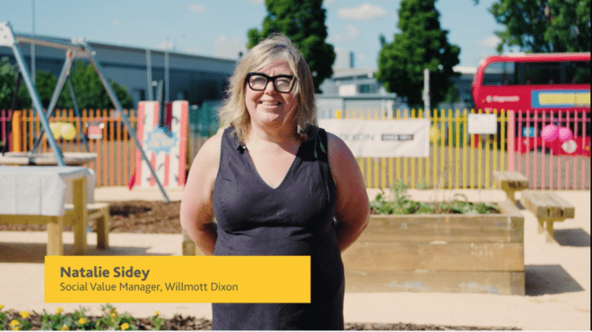 interview where Natalie Sidey stands centrally framed outside looking directly into camera
