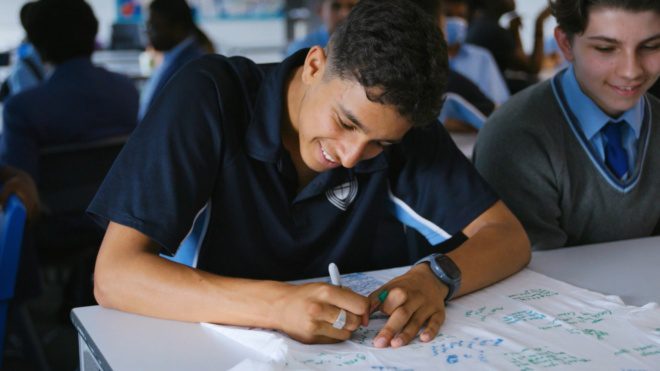 A St John Bosco student enjoys an activity he is doing as part of the GT Rise Initiative.