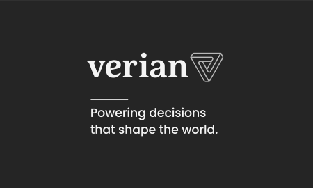 Verian Logo and slogan - 'Powering decisions that shape the world'